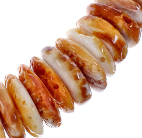 Navajo Orange Oyster Shell Sterling Silver Bead Necklace X10108